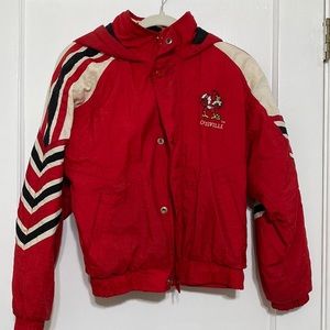 Vintage red cardinals jacket, windbreaker material, bomber style size M.